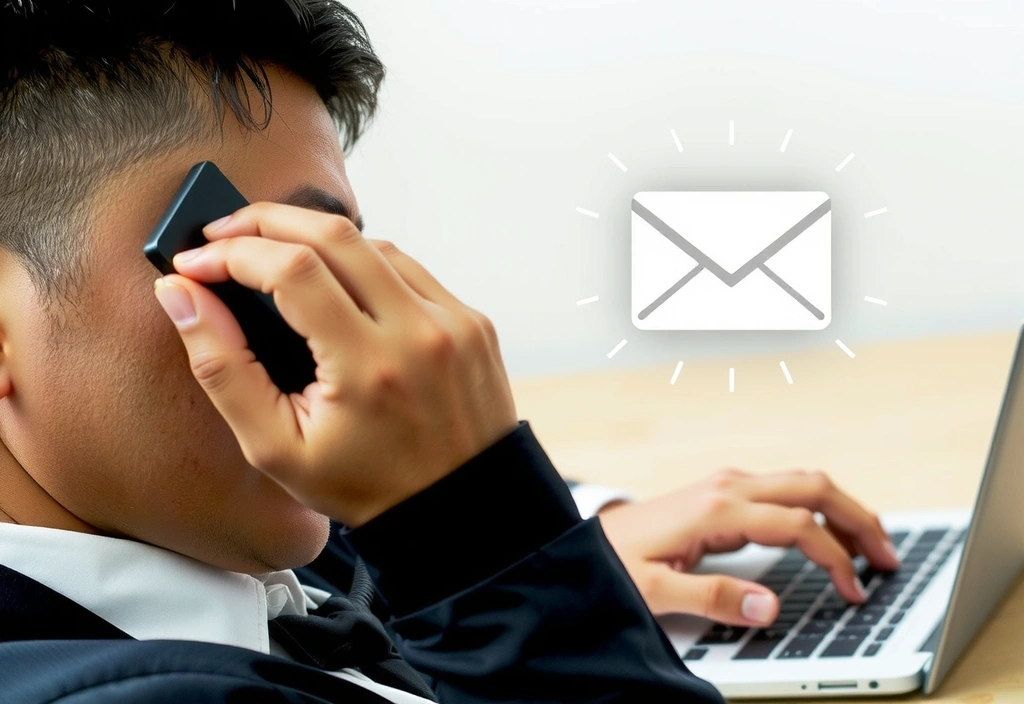 Eine Person telefoniert und sendet E-Mails, um Kontakte zu knüpfen