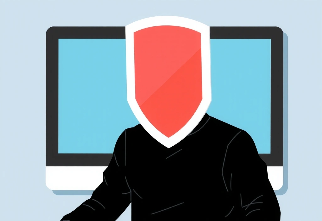 Illustration einer Person, die ihre Daten auf einem Computerbildschirm schützt